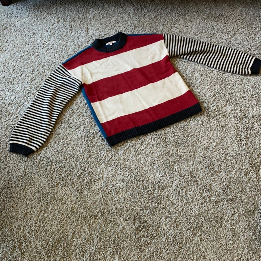 XS Brixton sweater red and white with blue back